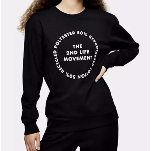 TopShop The 2nd Life Movement Sweatshirt Size 2 - Picture 6 of 6